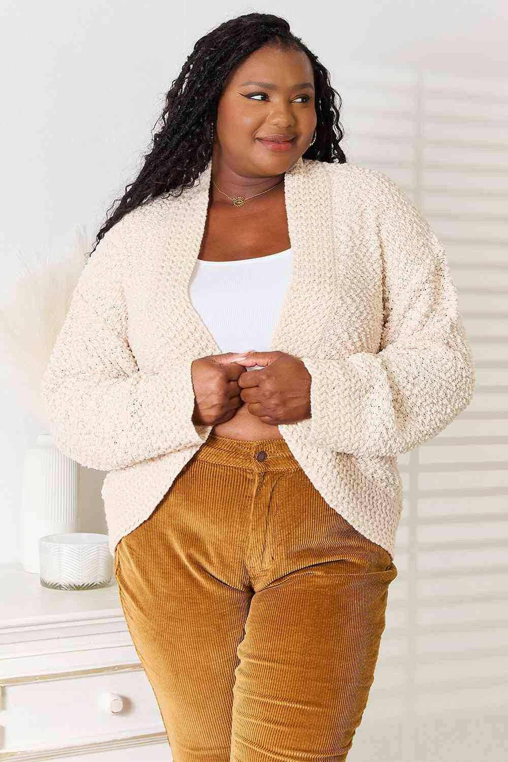 Luxurious knit open front cardigan - Love Salve
